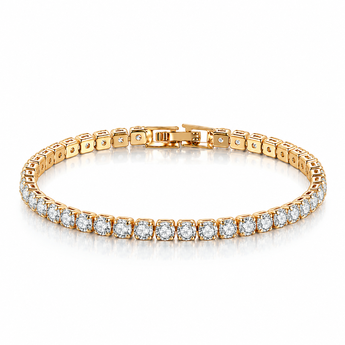 Tennisarmband i guld 4 mm med klara glittrande stenar
